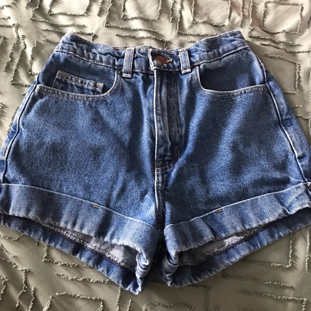 American Apparel Classic Blue High-Rise Denim Shorts